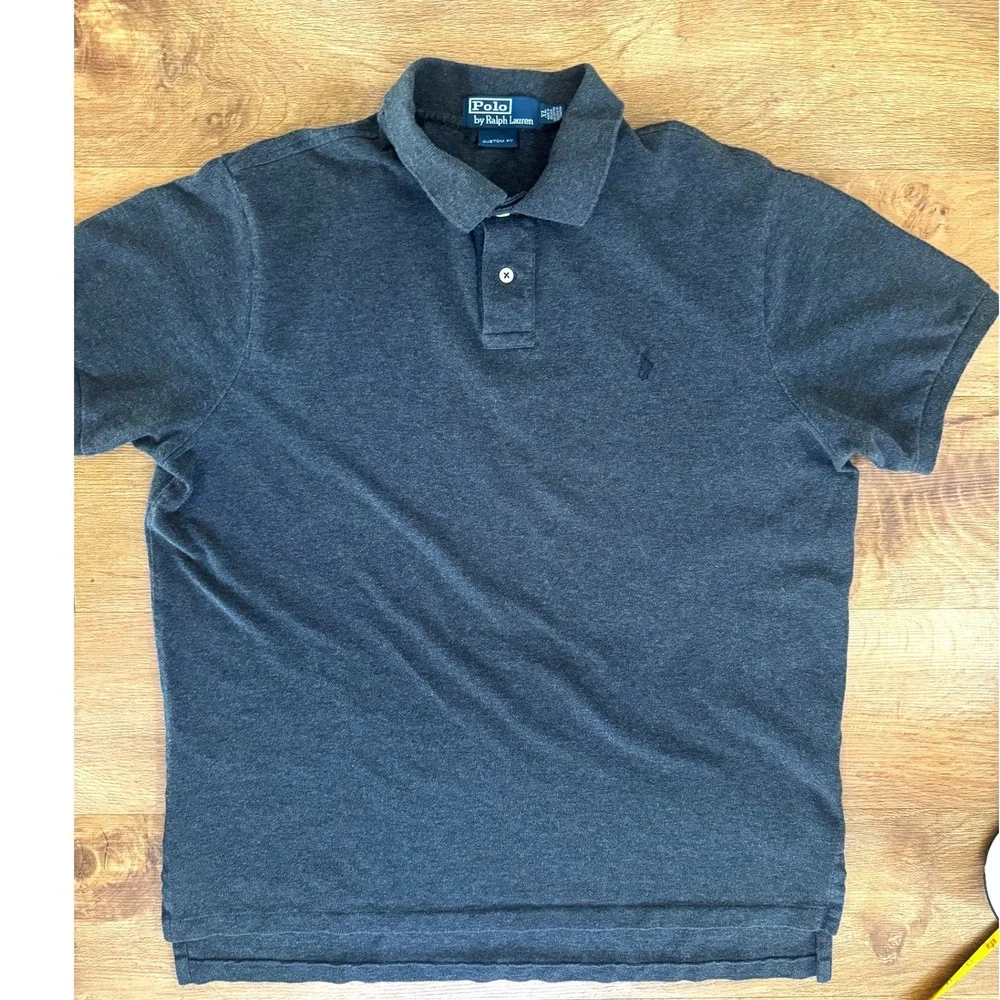 Polo Ralph Lauren Mens XL Custom Fit Short Sleeve Polo‎ Shirt Charcoal Gray Pony